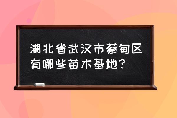 湖北花木苗圃基地在哪 湖北省武汉市蔡甸区有哪些苗木基地？