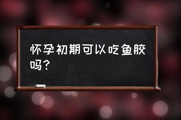 为什么怀孕医生不建议吃花胶 怀孕初期可以吃鱼胶吗？