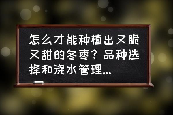 冬枣怎么挑选才好吃 怎么才能种植出又脆又甜的冬枣？品种选择和浇水管理很重要吗？