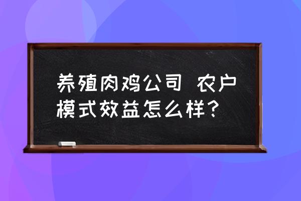 肉鸡的养殖技术流程 养殖肉鸡公司 农户模式效益怎么样？