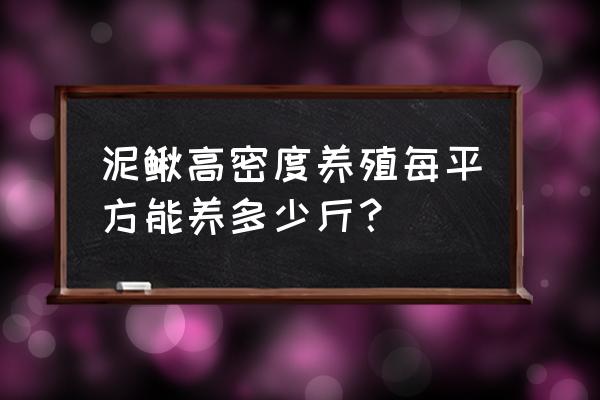 多大的泥鳅鱼好养殖 泥鳅高密度养殖每平方能养多少斤？