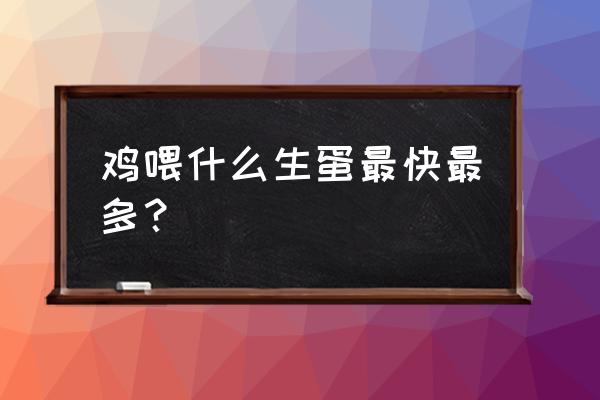 鸡下蛋饲料配方 鸡喂什么生蛋最快最多？