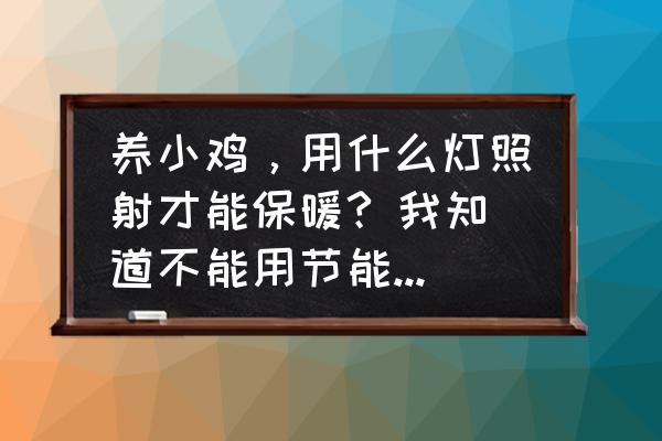 不用加温怎么给小鸡保温 养小鸡，用什么灯照射才能保暖? 我知道不能用节能灯，但是用什么呢？