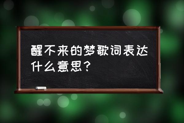 风是抓不住的下一句 醒不来的梦歌词表达什么意思？