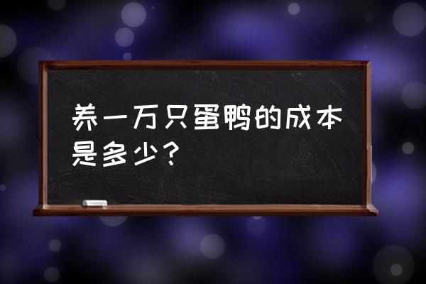 养10000只蛋鸭利润大概有多少 养一万只蛋鸭的成本是多少？