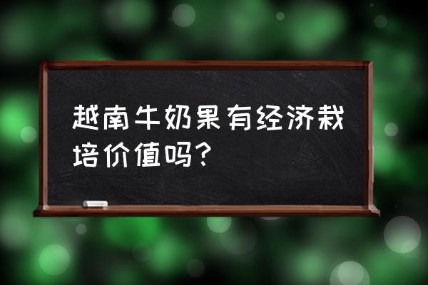 牛奶的发展前景和未来的规划目标 越南牛奶果有经济栽培价值吗？