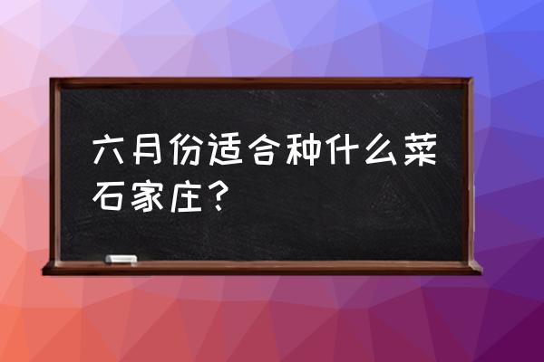 现在是六月份种什么菜好 六月份适合种什么菜石家庄？