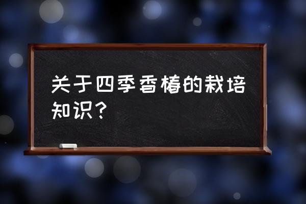 香椿树苗怎么种活 关于四季香椿的栽培知识？