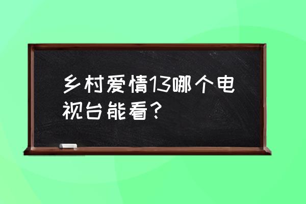 乡村爱情13在哪个网站上首播 乡村爱情13哪个电视台能看？