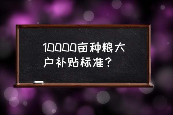 农村种粮大户每亩补贴多少 10000亩种粮大户补贴标准？